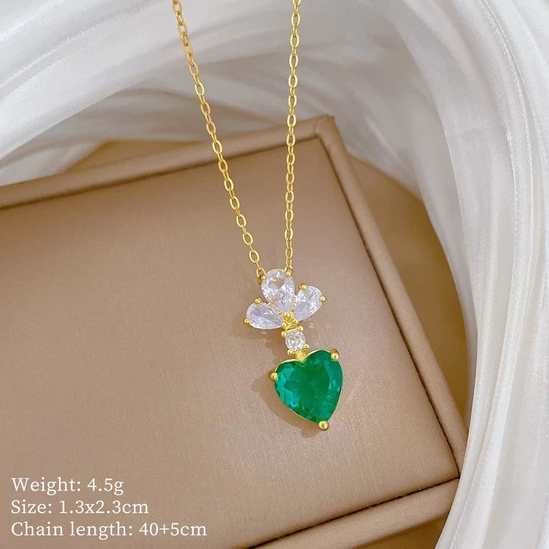 Fashionable Luxury Micro-Set Zircon Copper Pendant Necklace for Women Stylish Personality Versatile Stainless Steel Choker Jewel