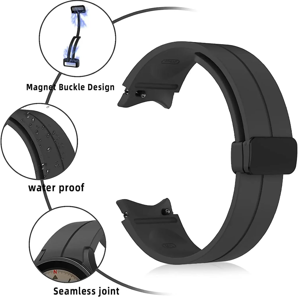 Original Silicone Band for Samsung Watch 7 6 5 4 Classic Strap 47mm 43mm 44mm 40mm Magnetic Buckle For Galaxy Watch 5 Pro 45mm