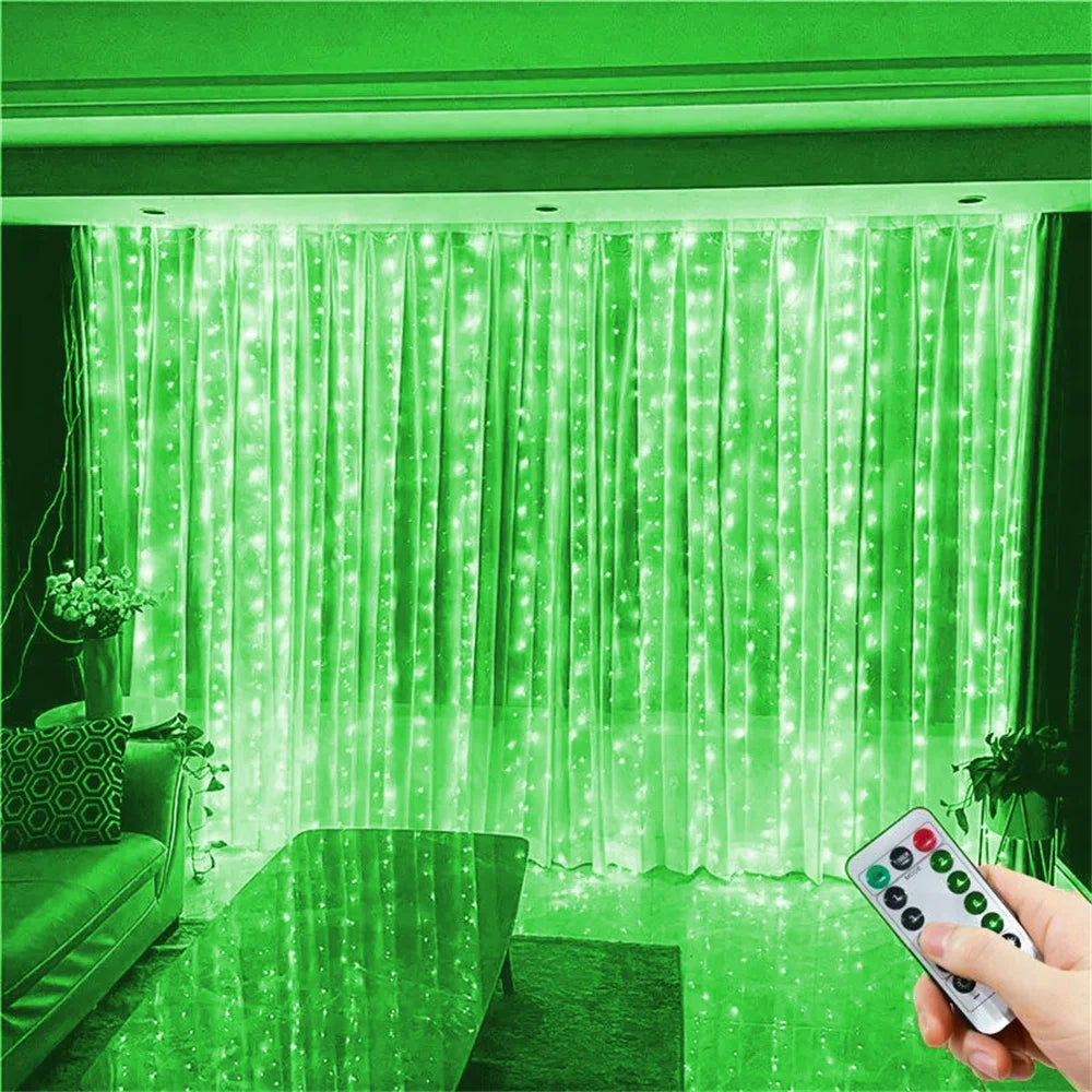 8 Modes LED Curtain Fairy Light USB Plug Wedding Garland Valentine's Day Ramadan EID Mubarak Decoration for Home Curtain Lights