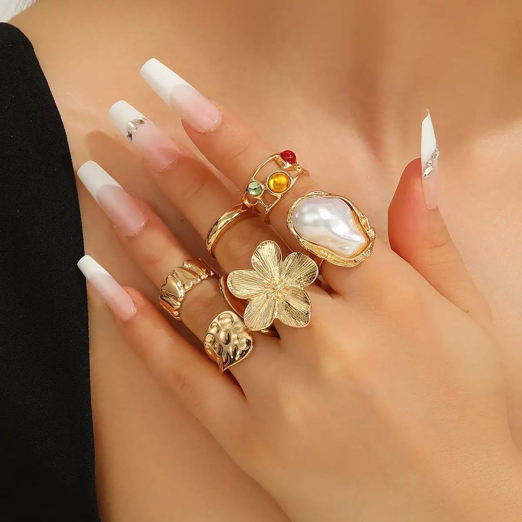 15Pcs Punk Smooth Geometric Open Rings Set For Women Exaggerated Irregular Silver Color Thick Chunky Ring Hip Hop Jewelry Gifts
