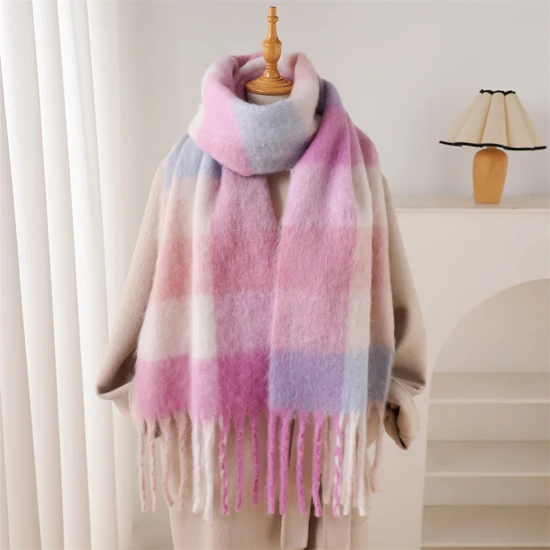 2025 NEW Luxury Cashmere Women Plaid Scarf Winter Warm Shawl and Wrap Bandana Pashmina Long Tassel Female Foulard Thick Blanket
