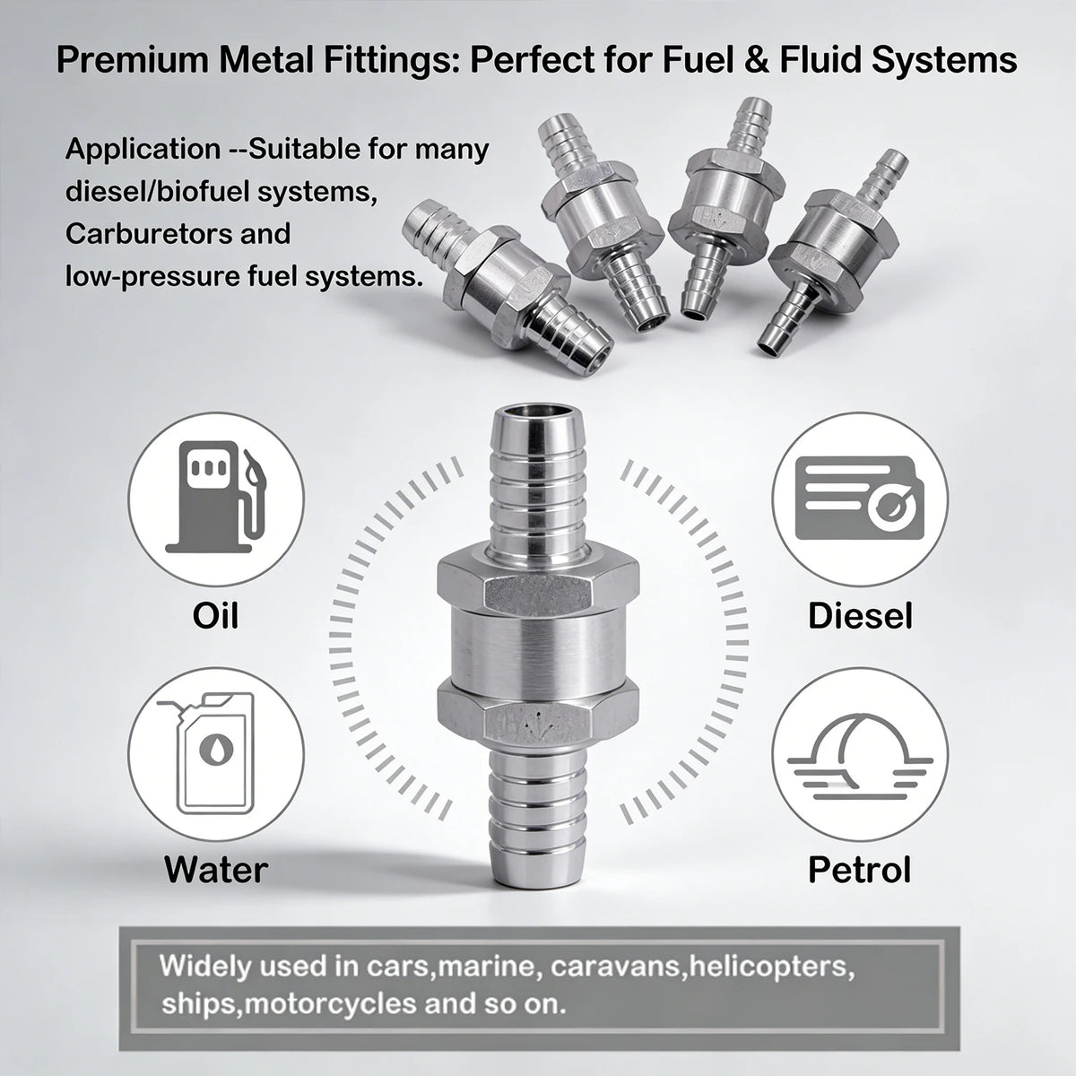 Fuel Non-Return Check Valve 6/8/10/12mm Alum Alloy One-Way for Petrol Diesel Water – Peugeot Renault Low-Pressure Systems