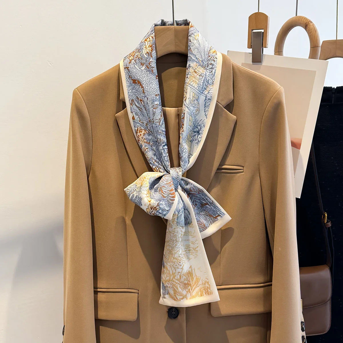 Floral Print 12*145cm Long Ribbon Silk Scarf Women Neck Scarves Headband Female Skinny Neckerchief Hair Band Neck Tie Bag Ribbon
