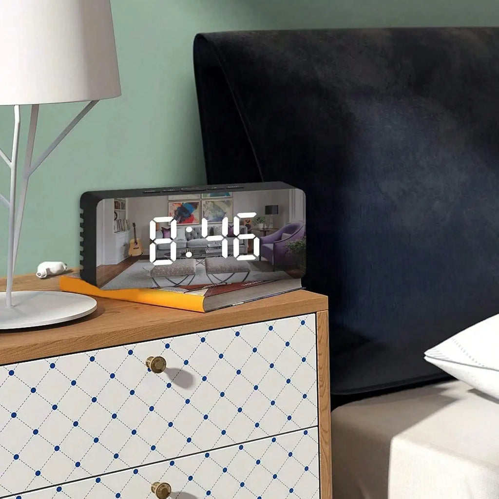 Multifunctional Digital Alarm Clock | Adjustable Brightness, Displays Date And Temperature, USB/Battery Powered (Batteries Not Included), Stylish Rectangular Design, Home Decor, Holiday Gift