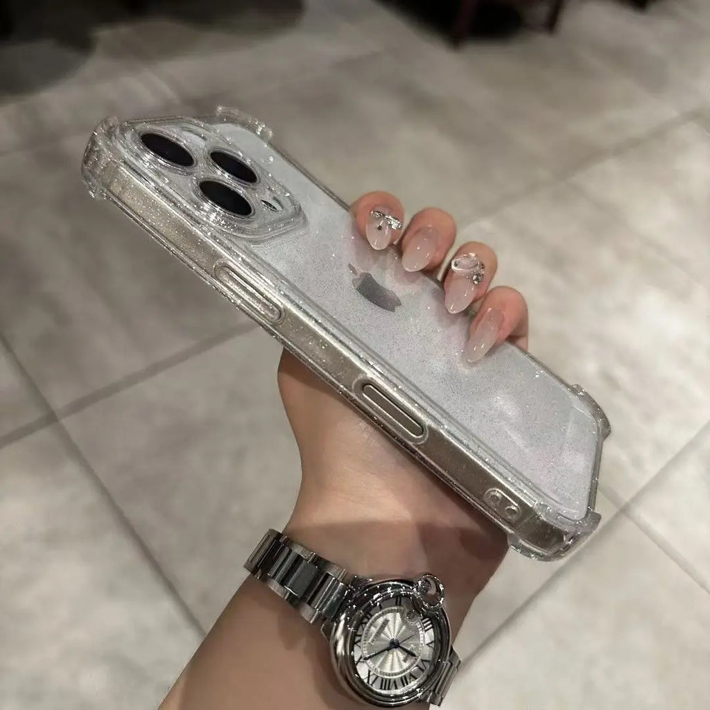 Glitter Bling Clear Case for iPhone 18 17 16 15 14 13 12 11 Pro Max XS XR 16PLUS AIR 16E Silicone Soft Transparent Bumper Cover