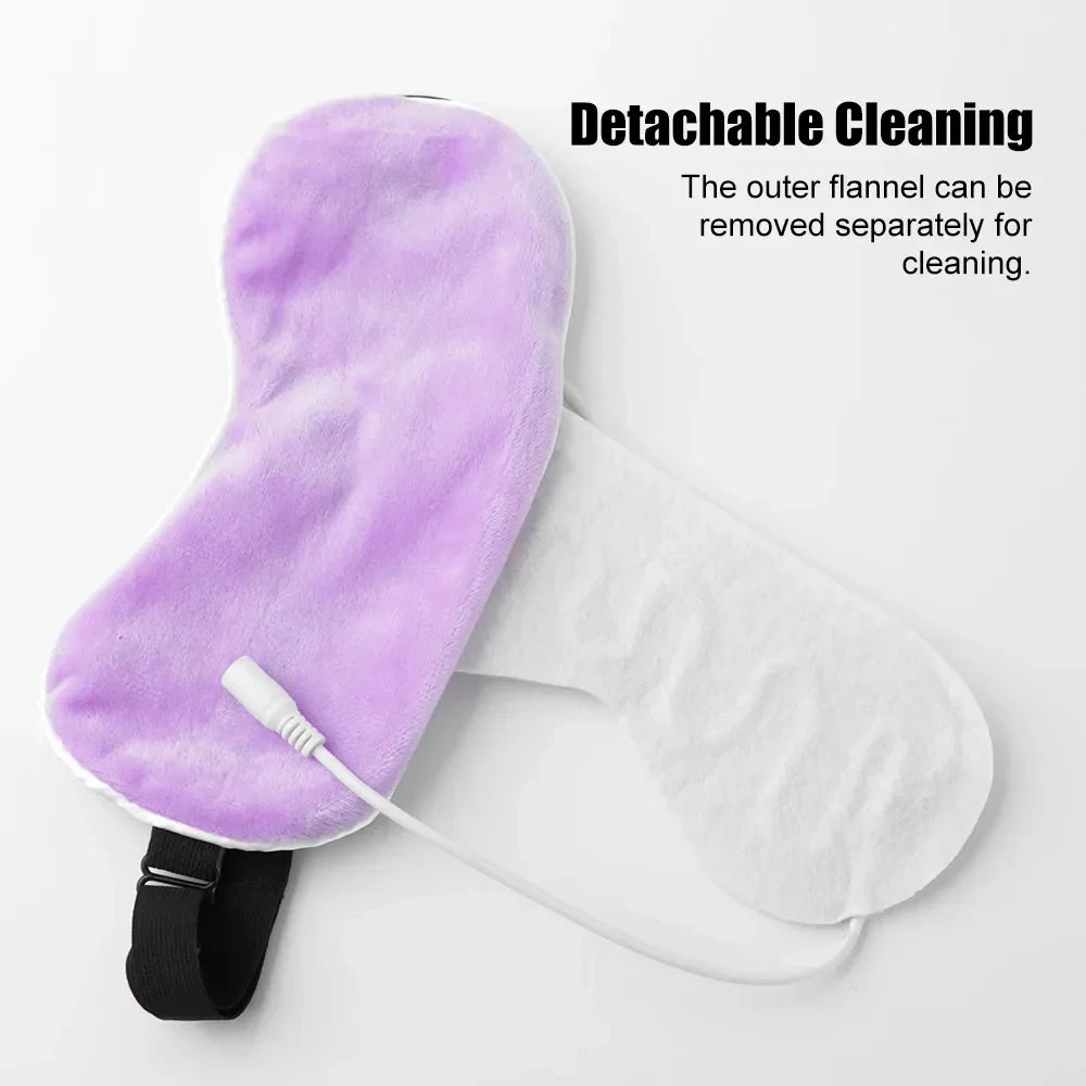 USB Heated Eye Mask for Dry Eyes & Sleep, Warm Compress with Constant Temperature, Corded Design for Dark Circles Puffiness Care