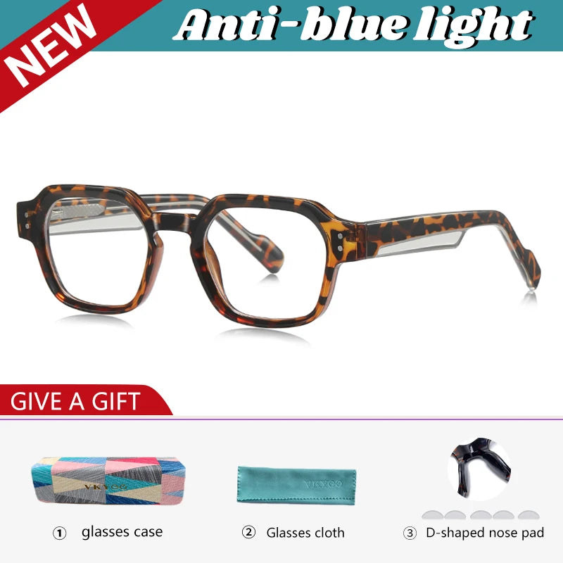 VICKY New Fashion Geometric Square Simple Design Men's and Women's Anti-Blue Light Glasses Customizable Prescription LS105