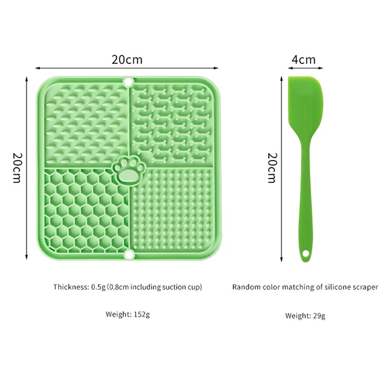 Silicone Lick Mat for Dogs Cats, Strong Suction Cup 4-Zone Multi Textured Slow Feeder Pad, Bath Grooming Distraction Anxiety Relief, BPA Free Dishwasher Safe Pet Feeding Mat