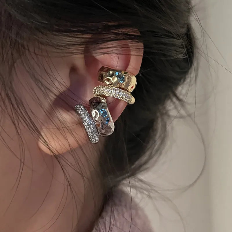 New Trending Zircon Double-layer Ear Cuff No Piercing Earring Punk Unique Metal Geometric Ear Clip for Women Y2K Jewelry 2026
