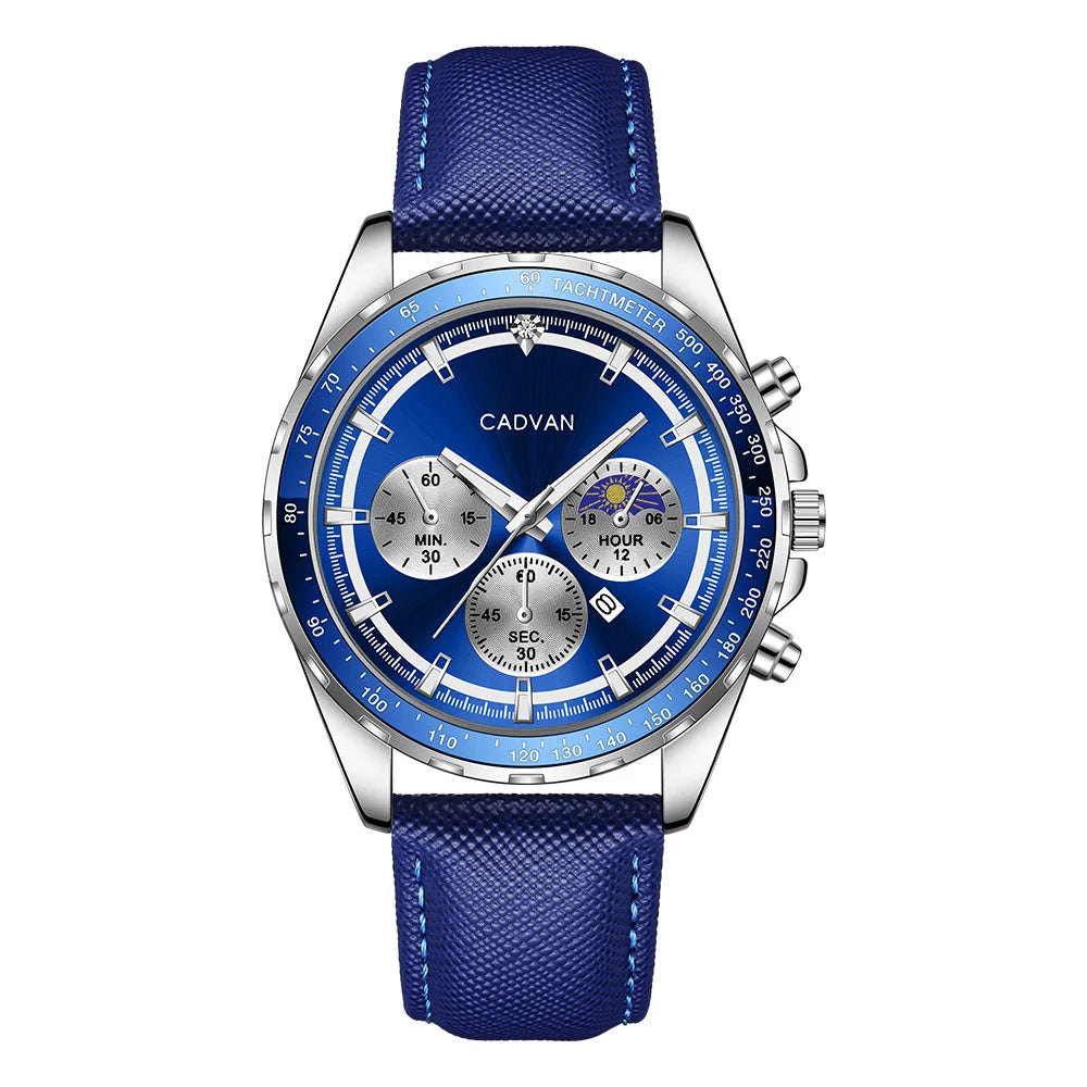 Quartz Calendar Watch with Leather Strap – Three Colors