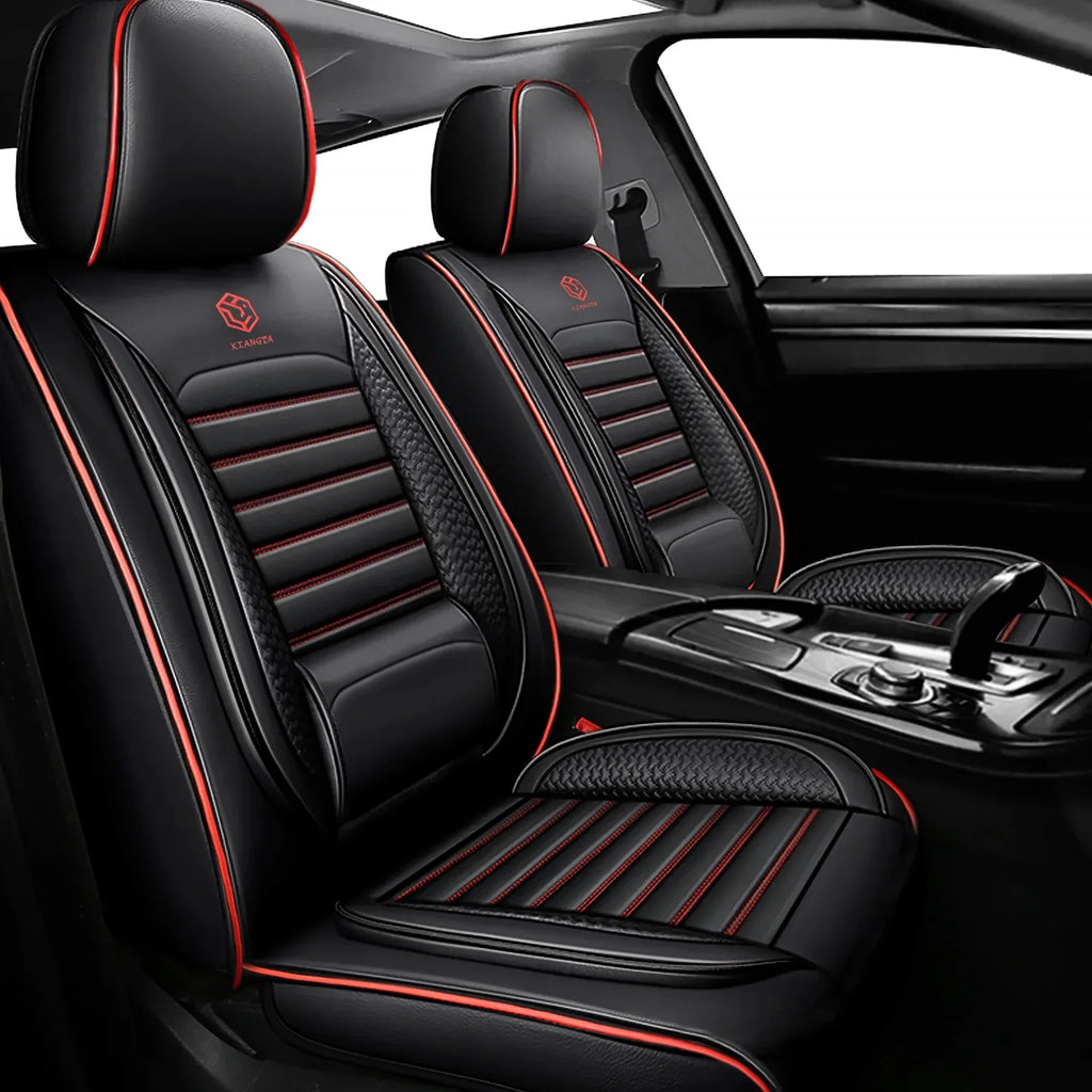 Universal Leather Car Seat Covers for SUVs  Sedans Trucks Breathable Elegant Easy-Clean Comfortable Fit Airbag Port Waterproof