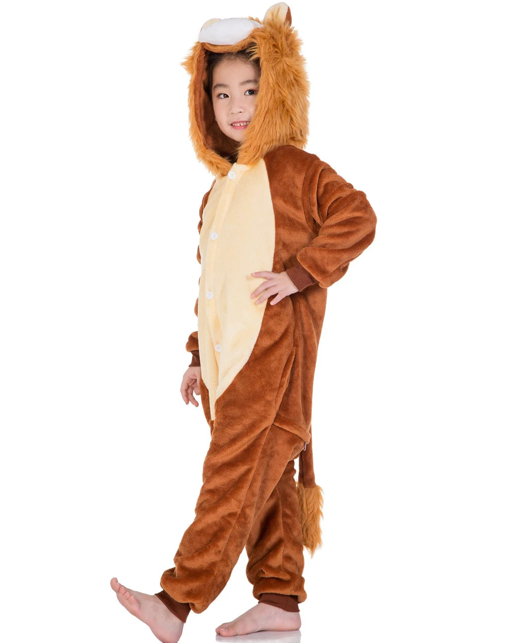 Kigurumi Girls Boys Cartoon Sleepwear Kids Children Cute Lion Onesies Animal Flannel Pajamas For Christmas Halloween Party