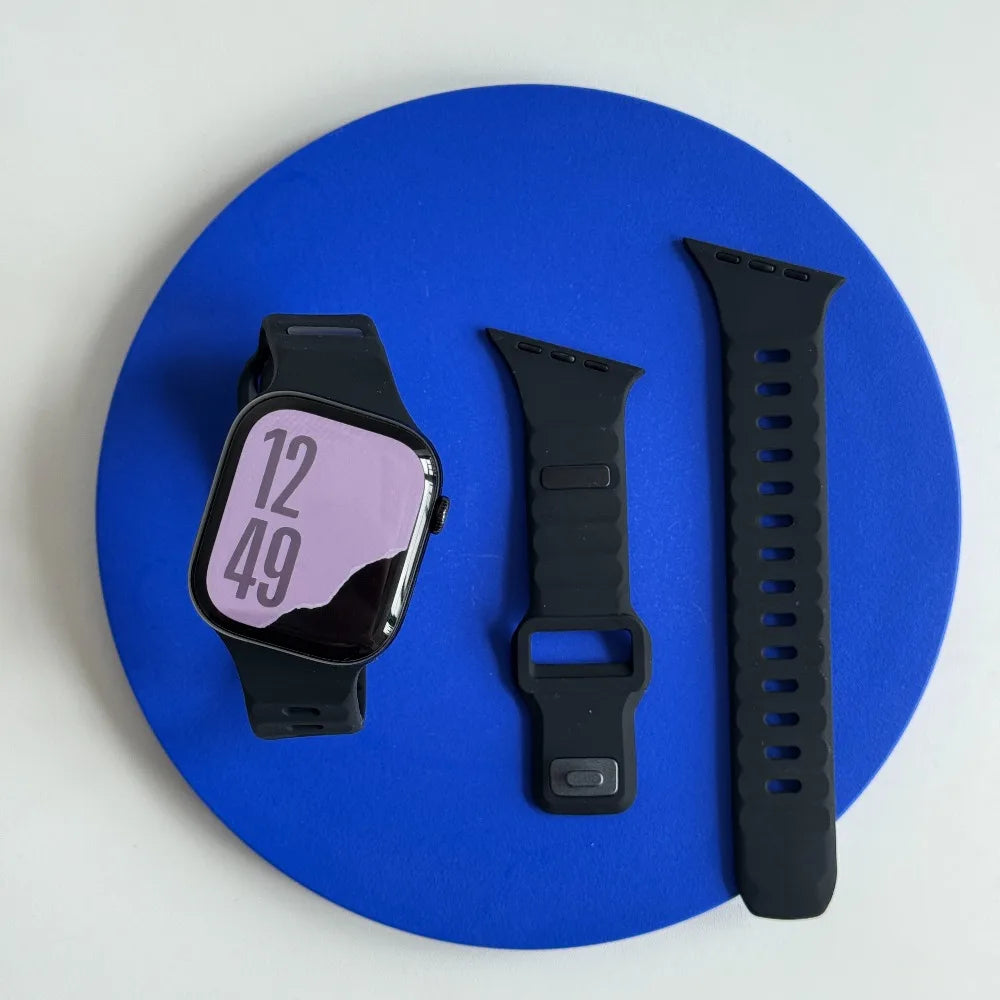 Silicone Sport Strap For Apple Watch Band Ultra 49mm 40mm 41mm 44mm 45mm 46mm correa bracelet iwatch Series 12 11 10 9 8 7 6  se