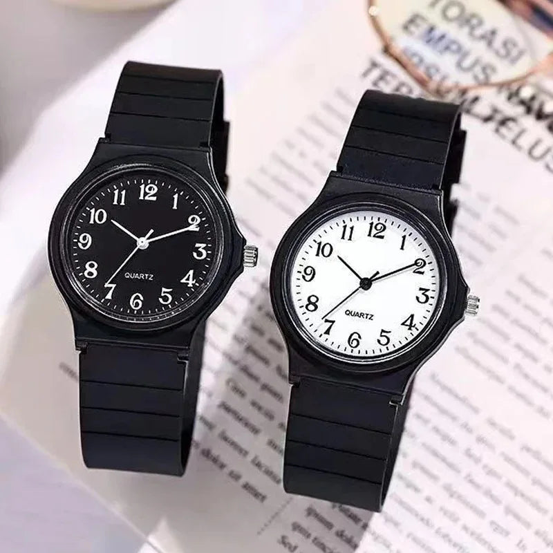 Simple Women's Quartz Watch with Silicone Strap Waterproof round Small Dial Student Exam Watch for Ladies