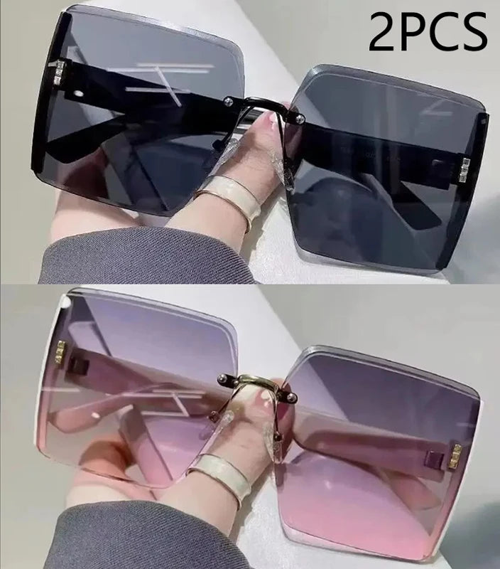 Fashion Gradient Frameless Women's High-end Sense Of Sunglasses