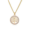 Stainless Steel Tree of Life Pendant Necklace for Women Hollow Life Tree Necklace With AAA Zircon Border, Waterproof Hypoallergenic Non Fade Adjustable Chain Jewelry Gift