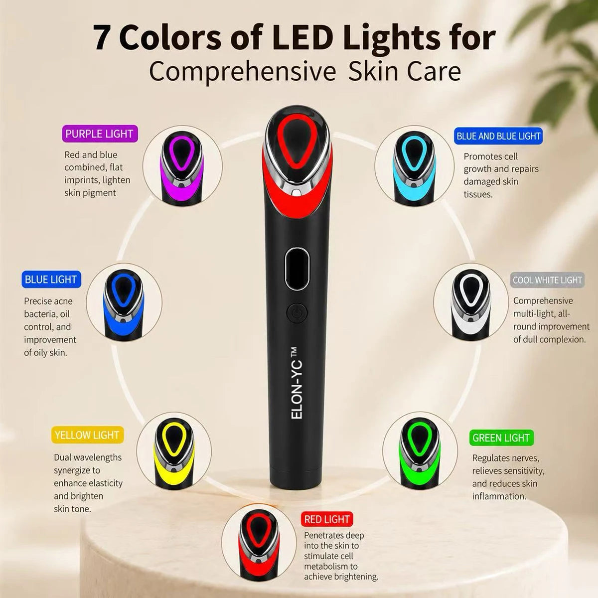 ELON-YC 7 Colors Face Massager Ems Beauty Device Microcurrent Lift Massager Home Use Beauty Skin Care