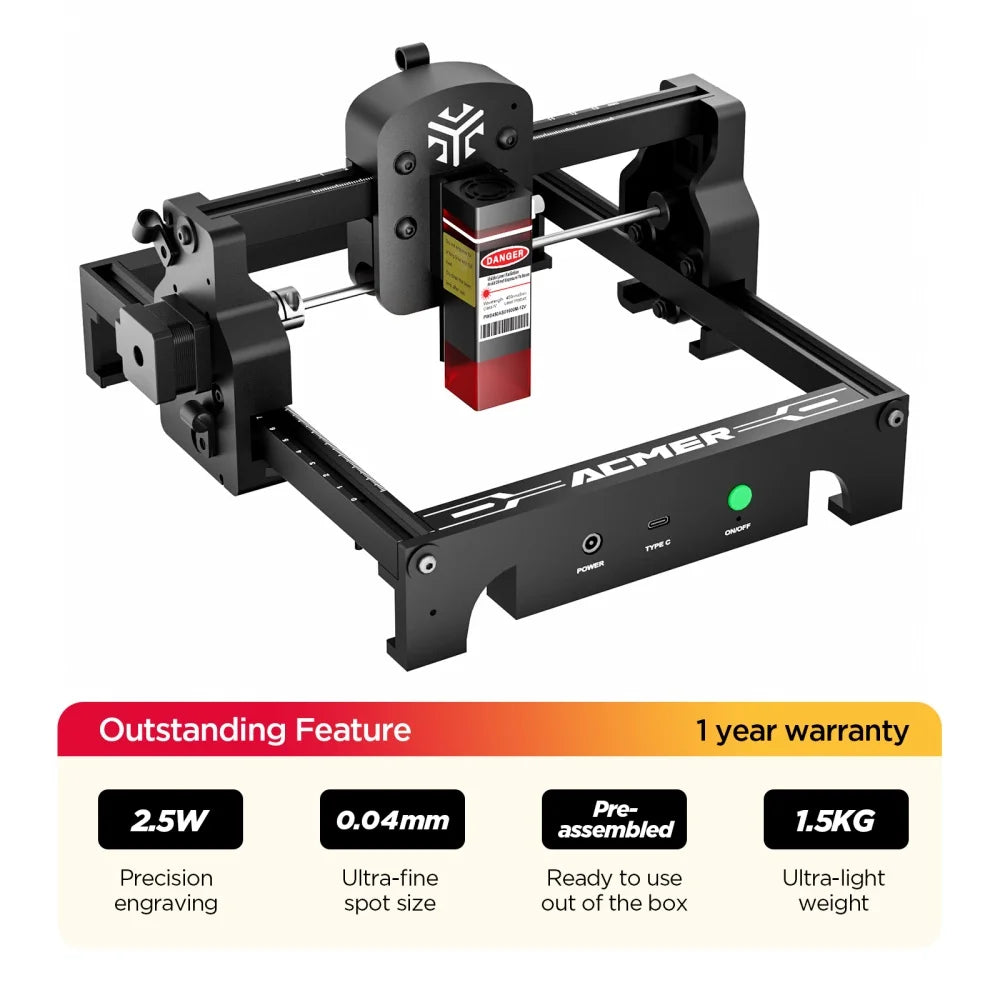 ACMER Mini Portable Laser Engraver High Precision CNC Cutting Tools Engraving Machine DIY for Logo Wood Glass Acrylc Beginner