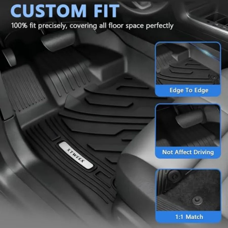 All Weather Floor Mat for 2019-2023 Tesla Model 3, TPE Car Mat Full Set 1st 2nd Row All Weather Protection Anti-Slip Waterproof