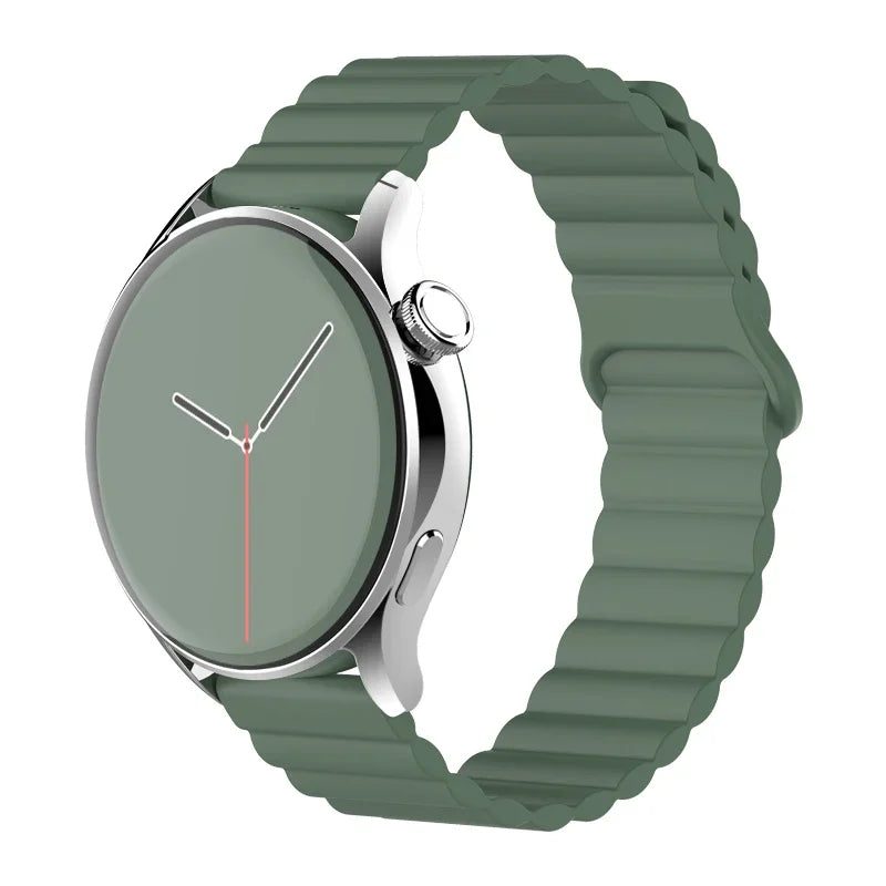 20mm 22mm Magnetic Loop band For Samsung Galaxy watch 6/5 pro/4/Classic/active 2 Silicone link bracelet huawei GT 2-2e 3-4 strap