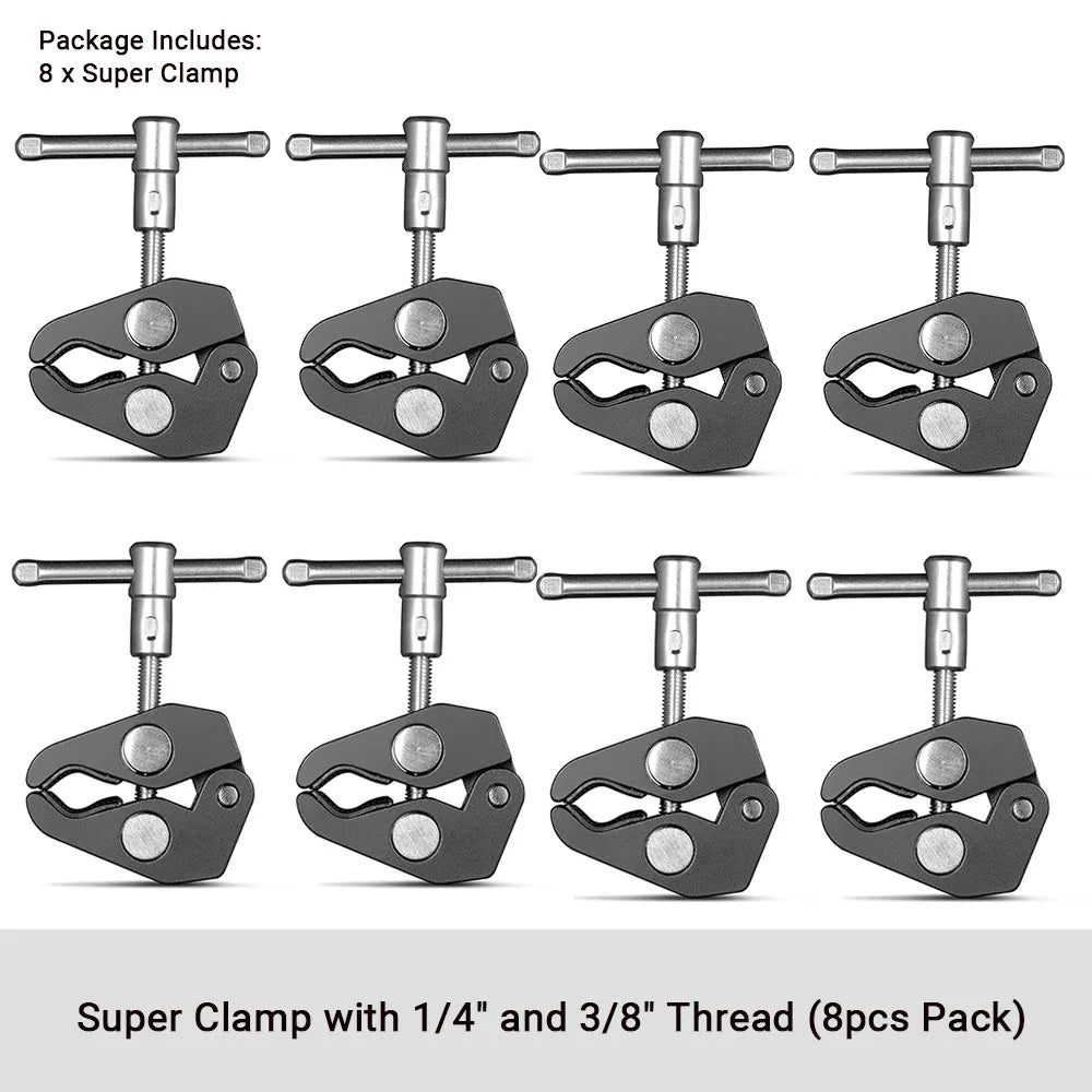 SmallRig Super Clamp with 1/4 and 3/8 Thread 2pcs Pack For 15mm-44mm Rods Cameras Lights Umbrellas Hhooks Shelves Camera Clamp