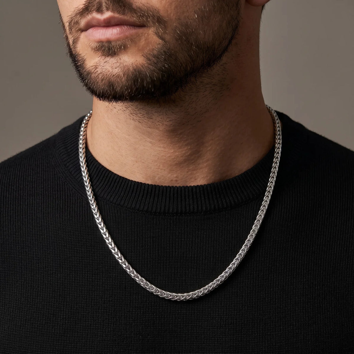 Men's Stainless Steel Franco Link Chain Necklace Minimalist Hip Hop Style Solid Franco Chain Necklace Gift for Boyfriend