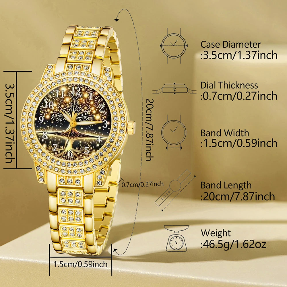 5Pcs/Set Unisex Jewelry Watches Women's Wristwatch Accessories Gold Fashion Business Elegant Classic Exquisite Light Luxury Rhinestone Luxury Bracelet Watch Set Y2K Suitable for Travel, Vacation, Parties, Daily Outfits, and O