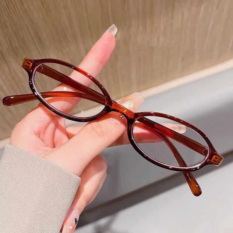 Unisex Small Frame Minus Diopter Eyeglasses Fashion Oval High Definition Myopia Eyewear Ultra Light Near Sight Goggle 0 To -4.0