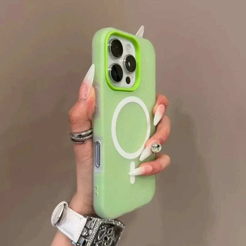 Luxury Candy Wireless Charge Matte Phone Case For iPhone 11 12 13 14 15 16 17 18 Pro Max Plus Air Magnetic Bumper Cover