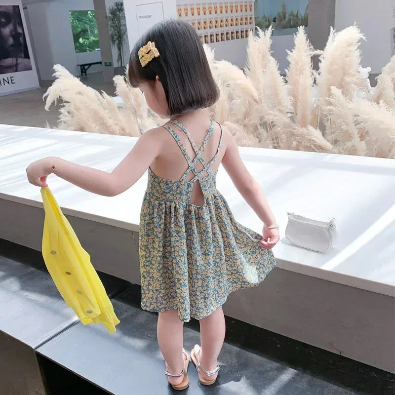 Baby Girls' Dress 2024 Summer Chiffon Floral Princess Dresses Cute Kids Sundresses Children's Clothing