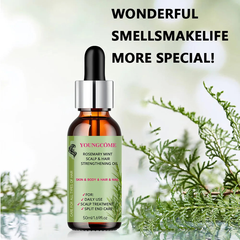 Rosemary Mint Scalp Hair Strengthening Oil,Deep Hydration,Repairs Damage，Enhances Shine，Promotes Growth，Smooths & Detangles