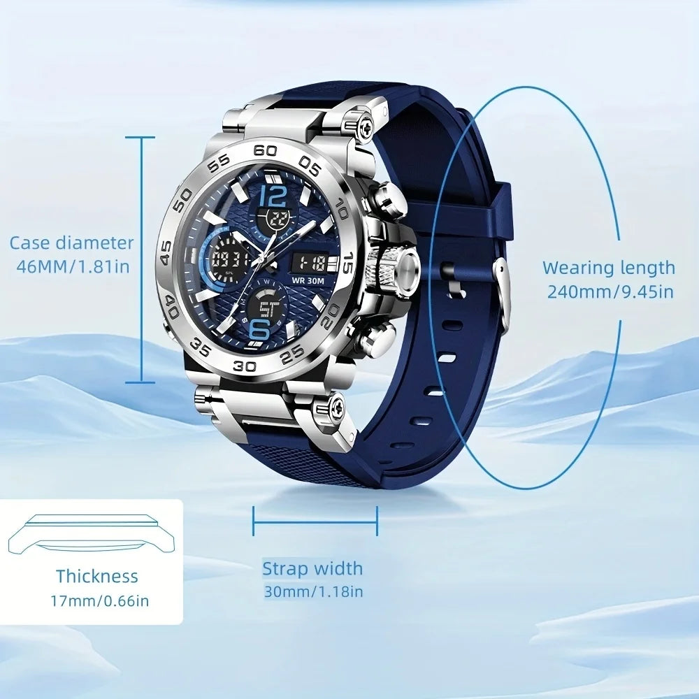 Outdoor men's sports electronic watch multifunctional dual display alarm clock timing suitable for teenagers or students