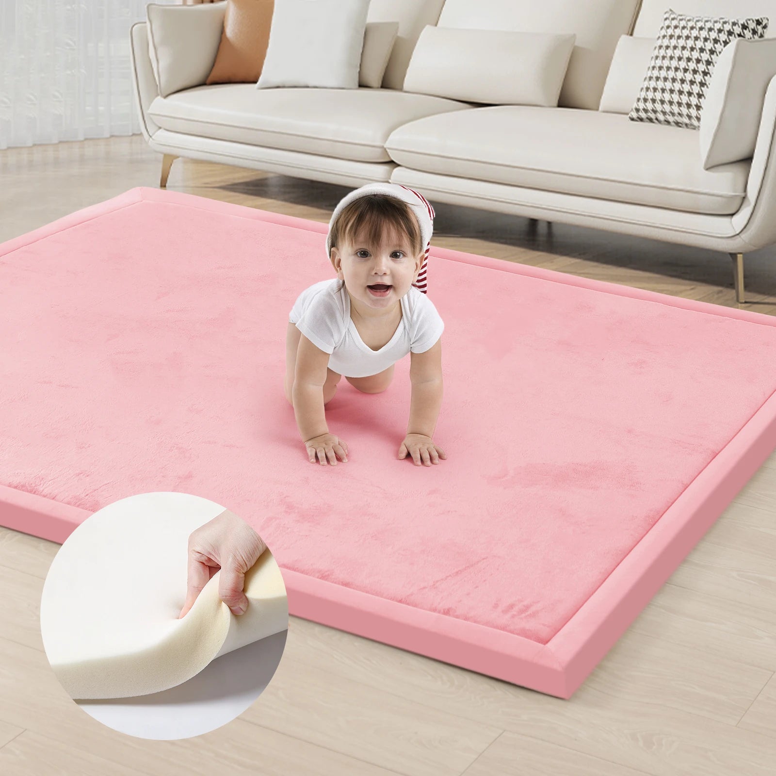 Large 2cm Thick Baby Play Mat Tatami Style Non-Slip Carpet for Living Room Kids Baby Crawling Bedroom Floor Mats Soft Area Rug