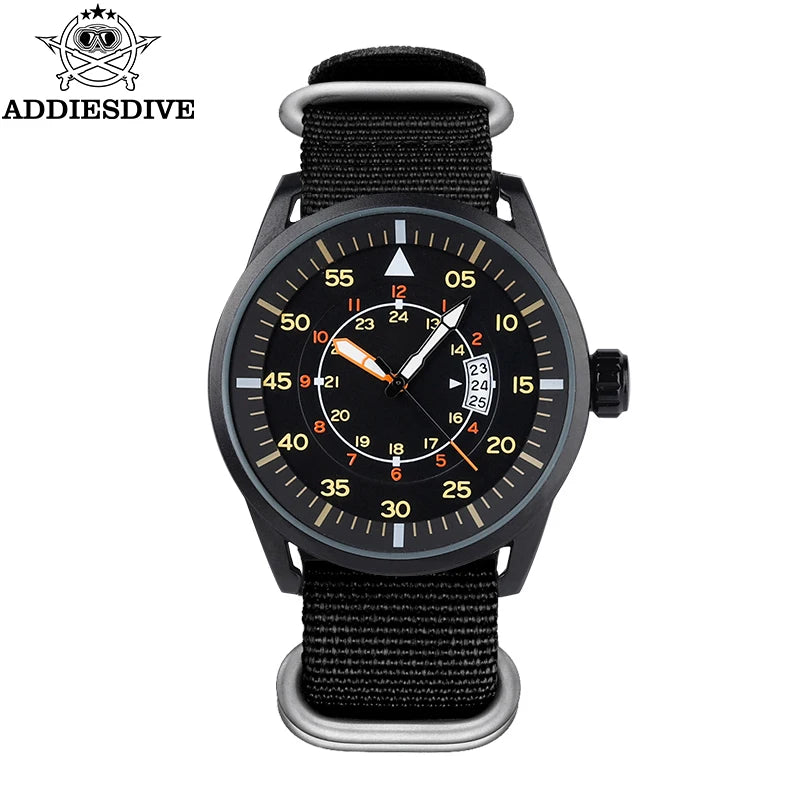 ADDIESDIVE New Men's Analog Watch 50m Waterproof Luminous Watch Fashion Sports Large Dial Men's Quartz Watch with Nylon Strap