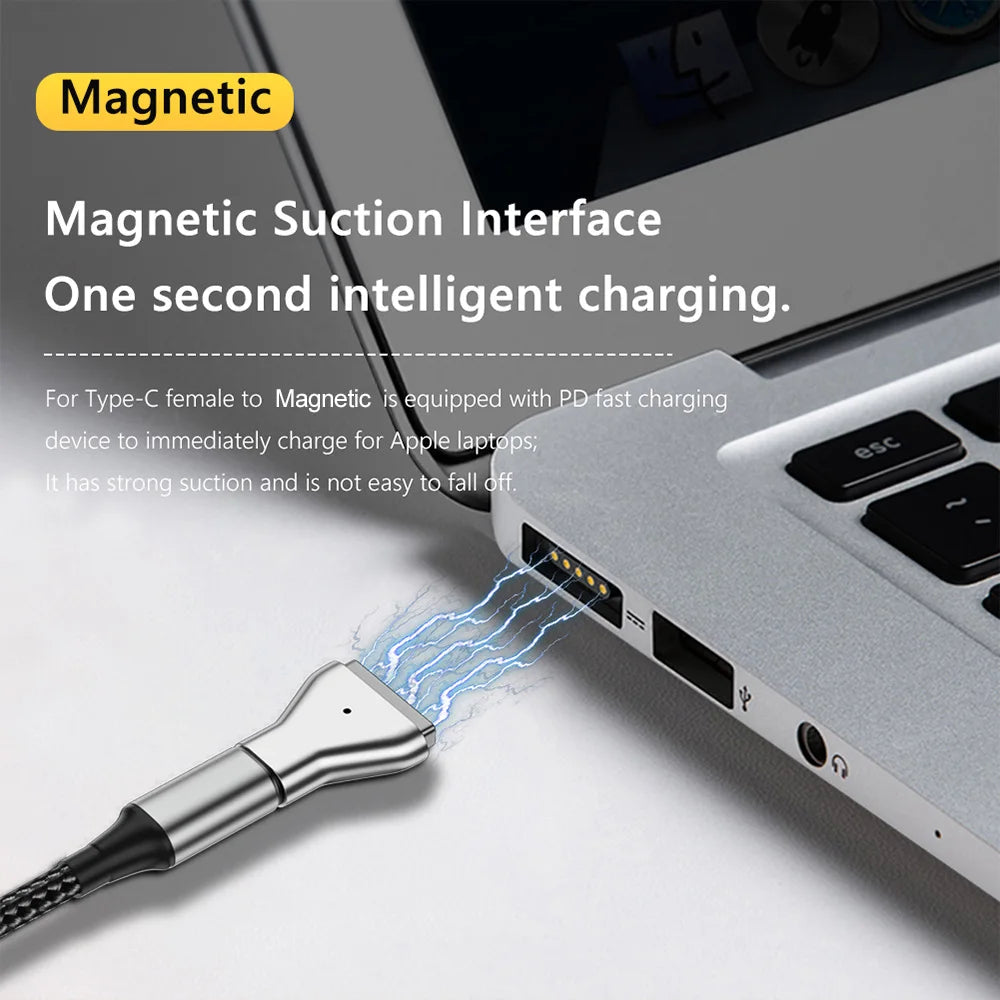 Type C Magnetic USB PD Adapter Connector For Type-C Female to Magnetic 2 USB C Female Magnet Plug Converter for MacBook Air/Pro