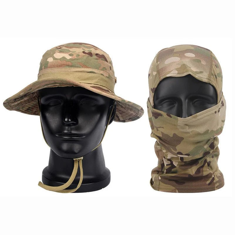 Four Season Unisex Camo Pattern Hat & Neck Gaiter Integrated Wind Resistant Outdoor Fishing Headgear