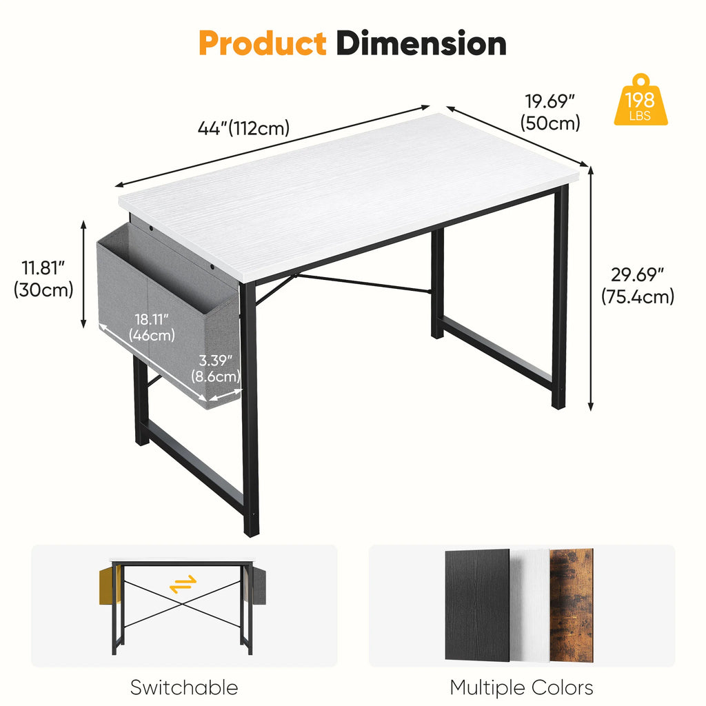 JHK 31IN to 55IN Computer Office Desk Writing Study Office Gaming Table with Storage Bag Metal Frame Wood Tabletop Easy Assembly
