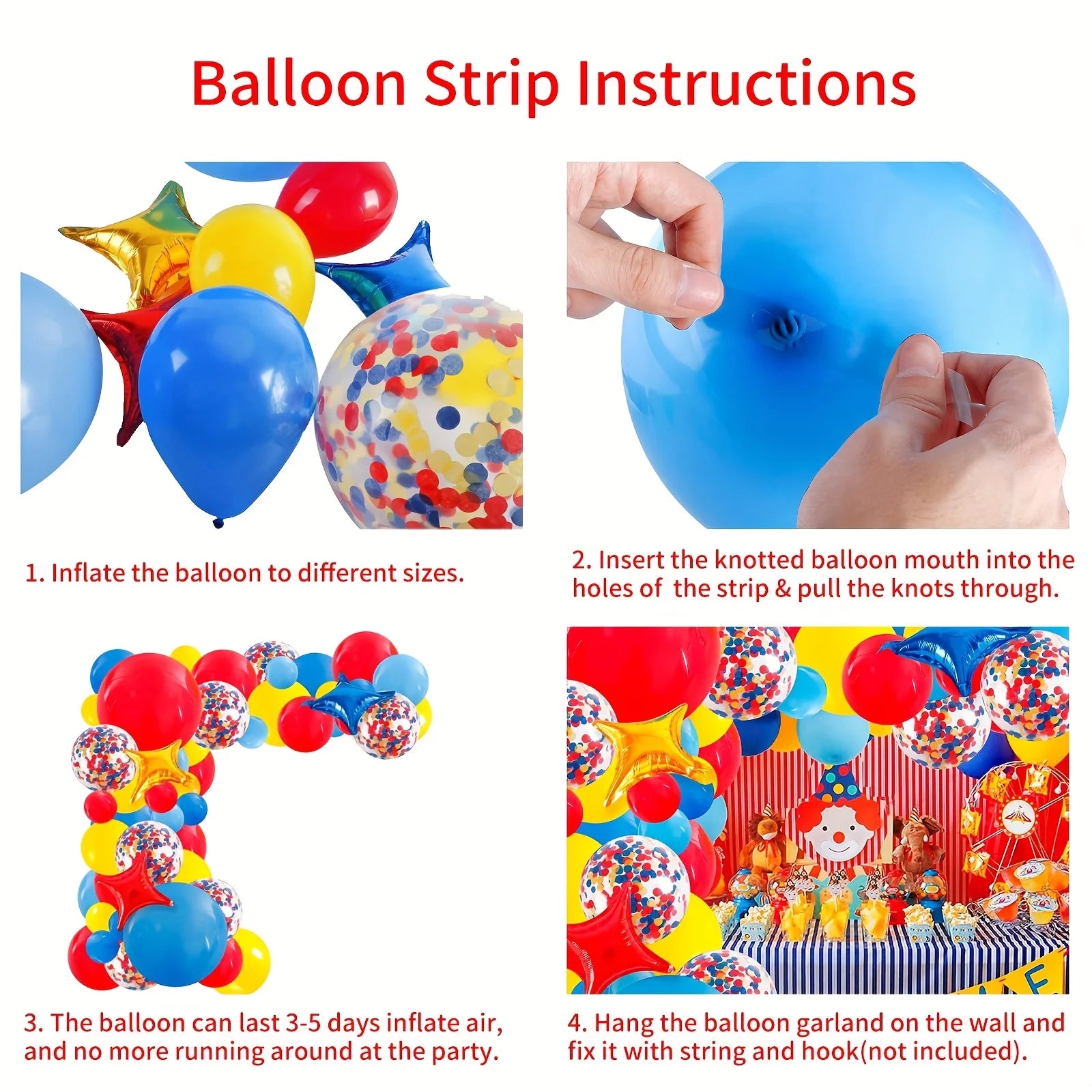 139Pcs Carnival Circus Balloon Garland Arch Kit Red Blue Yellow Basic Rainbow Multi Color Latex Balloons Star Shaped Aluminum Foil Balloons With Party Whistles Puncture Resistant Not Easy To Break Multi Function Game Props Id