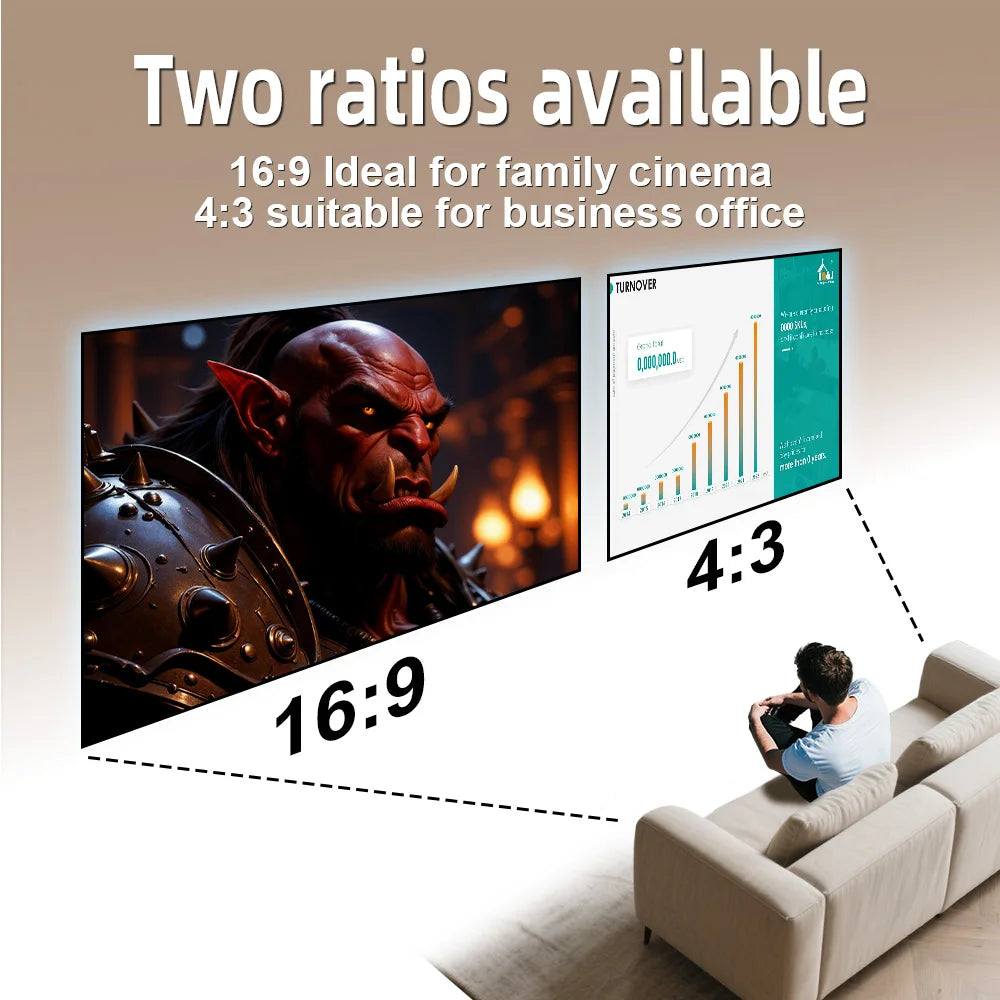 Velec Portable Anti-Light Projector Screen 60/120 Inches Wrinkle-Free Foldable Universal for Home Outdoor Office Accessories