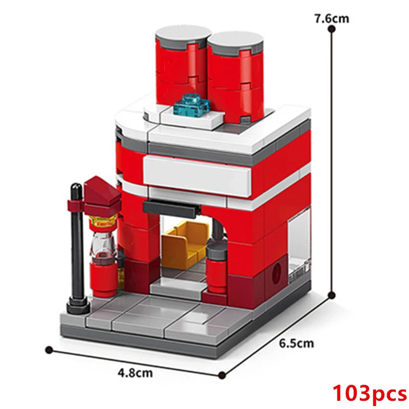 DIY Architecture Store Street View Food House Building Blocks Kit Girls Bricks Classic Movie Model Toys