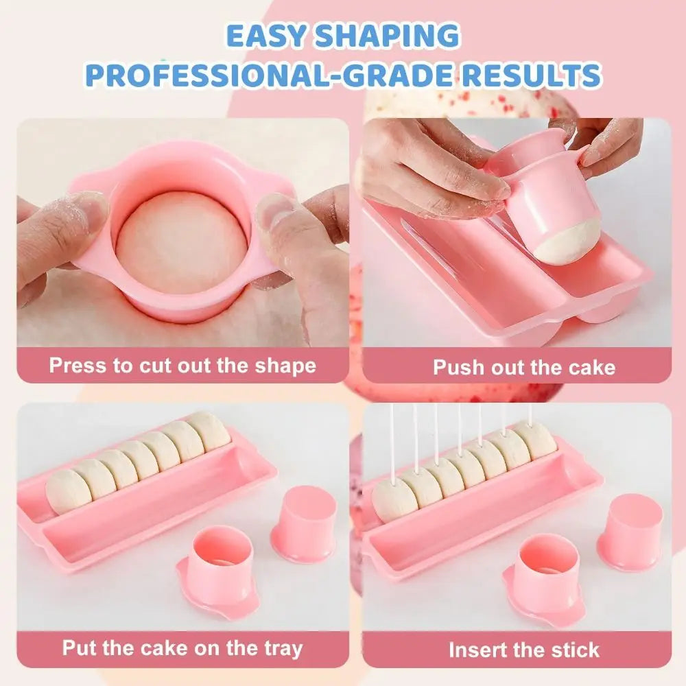 Double Row Tray Cake Pop Mold Set Reusable with Acrylic Stand Cake Pop Cutter DIY Non-Stick Lollipop Mold Party Desserts
