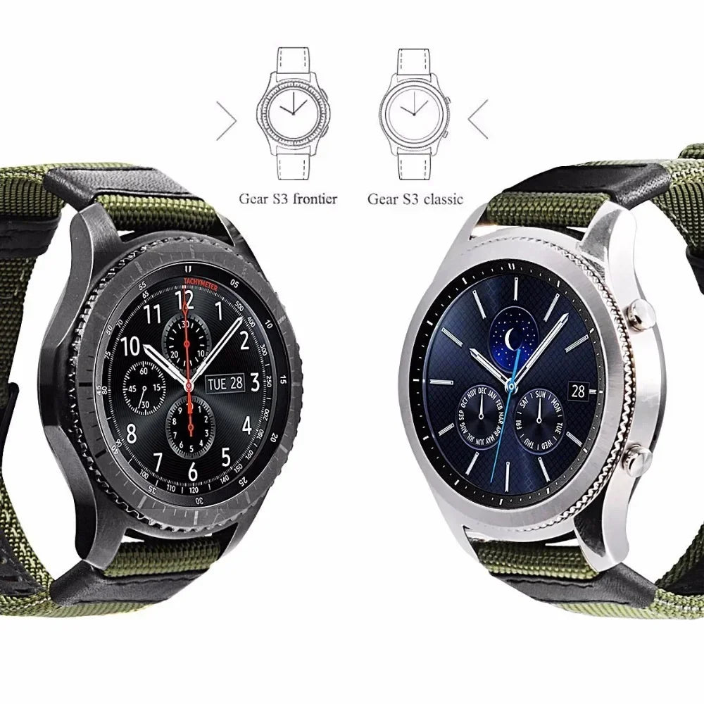 20mm 22mm Nylon  strap For Samsung Galaxy watch 3 4 46mm gear s3 Frontier Classic Woven Nylon Band for 20mm 22mm Sport Wristband
