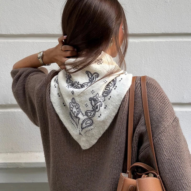 Vintage Paisley Knit Jacquard Women's Scarf Elegant Shawl Scarves Accessory Female 2026 Autumn Fashion All-match Lady Shawls