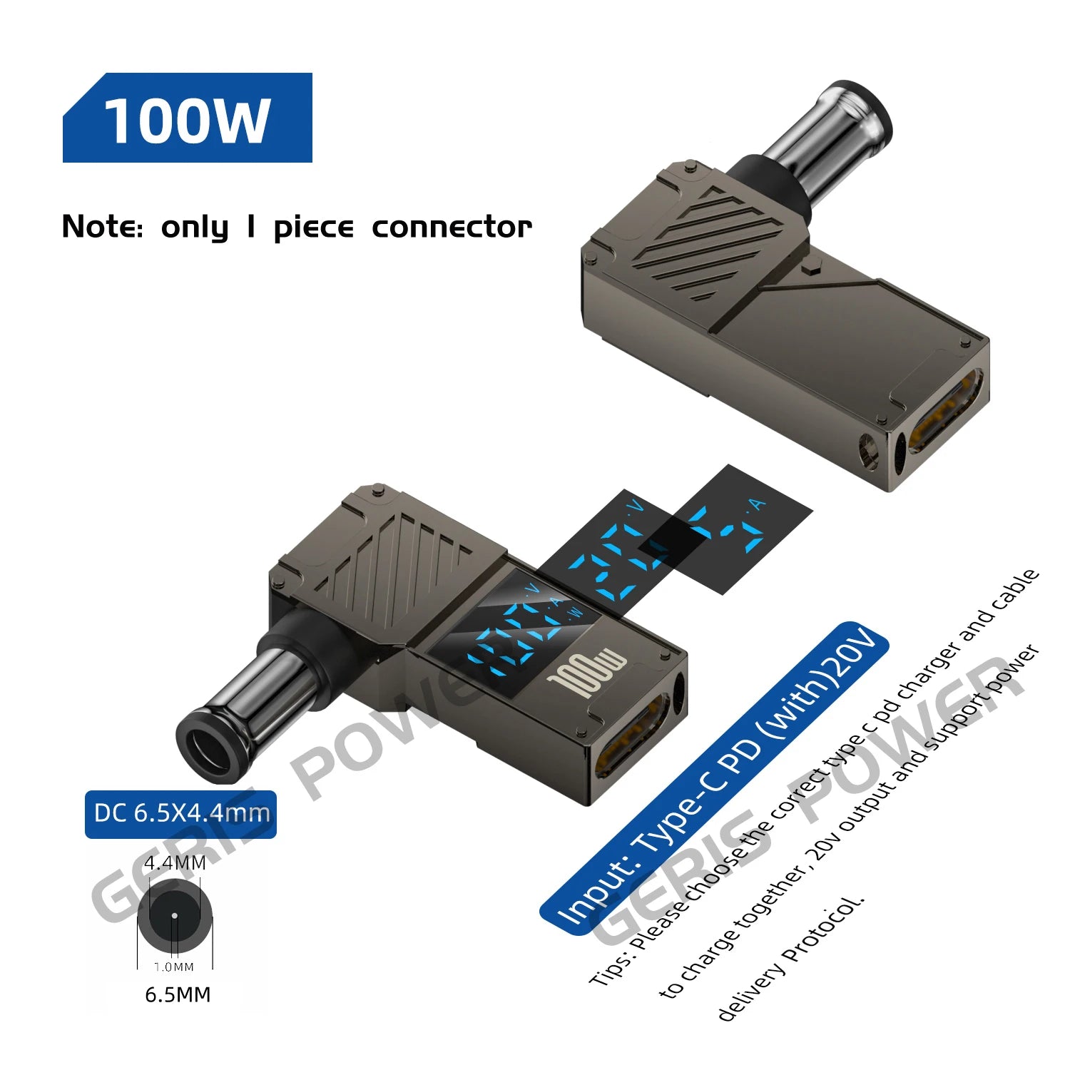 LED Display PD 100W Laptop Power Supply Adapter Charger Connector USB Type C PD to DC Jack Plug Converter for Lenovo Hp Dell