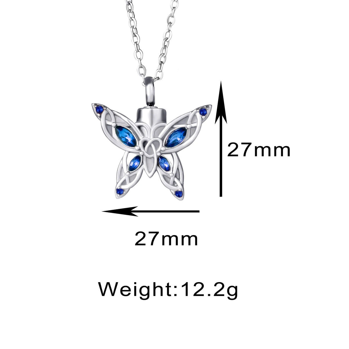 Butterfly Ash Holder Urn Pendant Necklace Stainless Steel Cremation Jewelry with 20" Chain Filling Kit