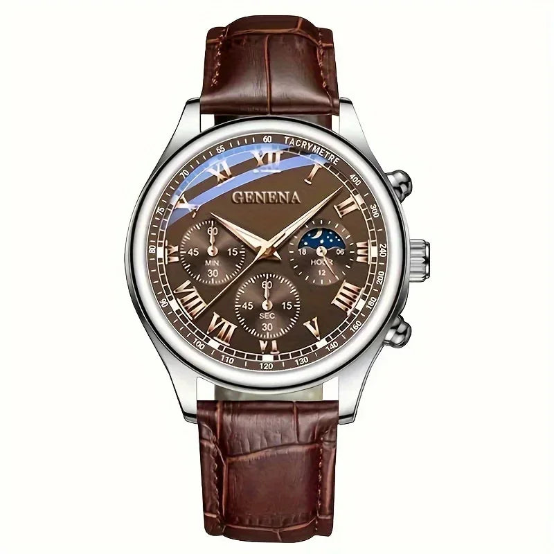 Fashion Men Business Watches Casual Leather Strap Male's Analog Quartz Wristwatch Reloj Hombre（Without Box）