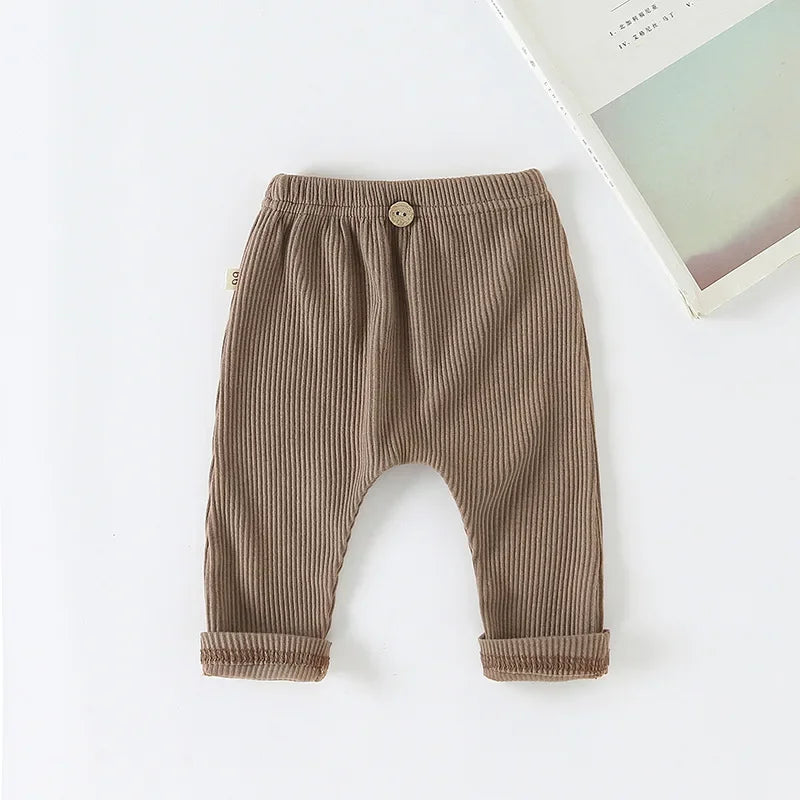 Baby Simple Solid Leggings Girls All-match Striped Skinny Pants Kids Cotton Elasticity Slim Pants Newborn Boy Stretch Trousers