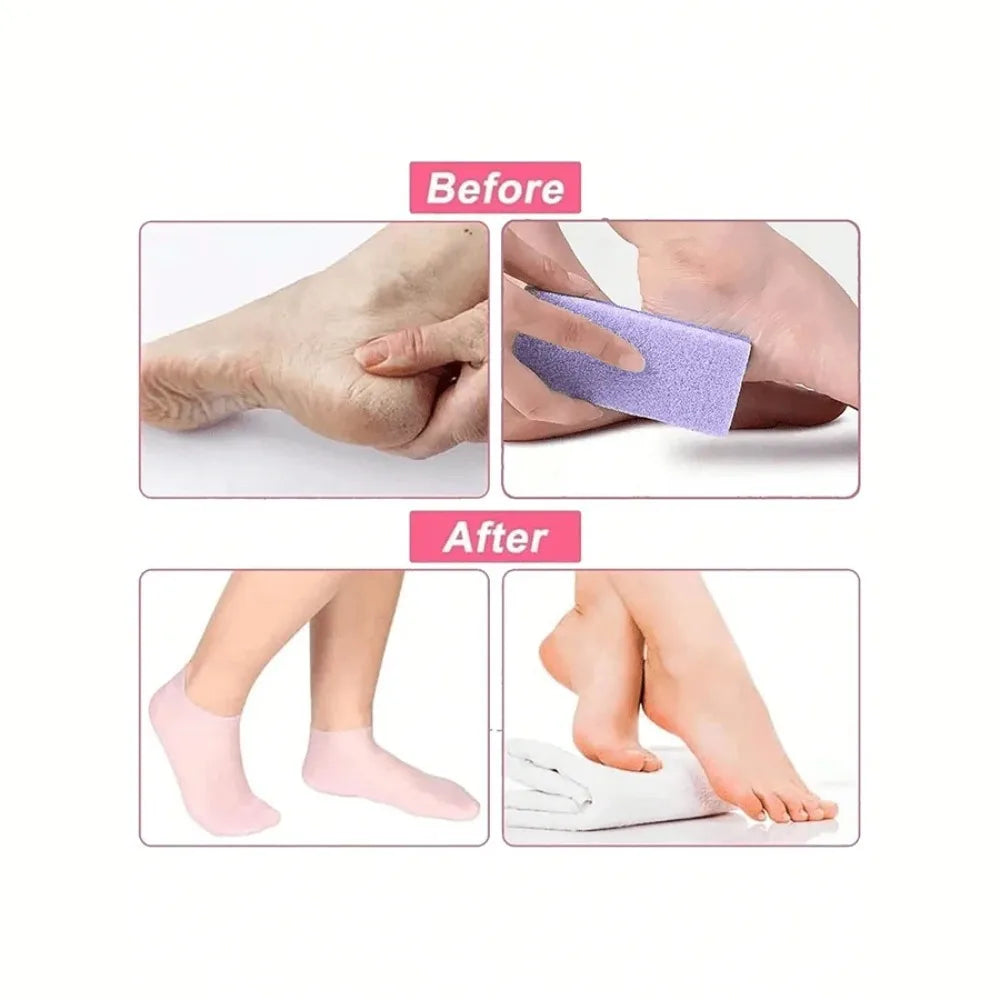 4pcs/2 Pairs Elastic Silicone Moisturizing Foot Socks For Dry Cracked Feet Foot Care Socks Massage Moisturizing