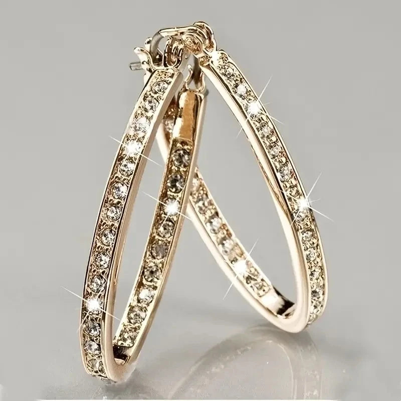 Temperament Zircon Hoop Earrings Shiny  Earrings Elegant Ear Jewelry Accessories Party Clothing Decor