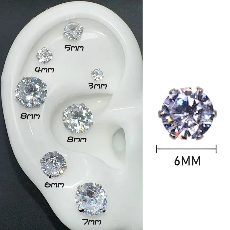 Punk Style Round Zircon Magnet Earrings Crystal Strong Magnetic Ear Stud Clip Earrings for Men Women Non Piercing Jewelry Gift